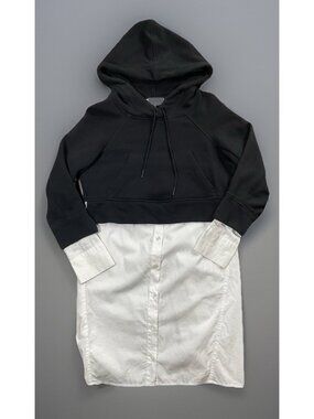 SEA New York Hoodie Shirt Dress RARE Black & White SZ Small Classic Casual